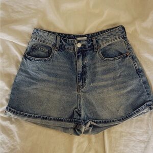 H&M High Rise Mom Blue Denim Shorts